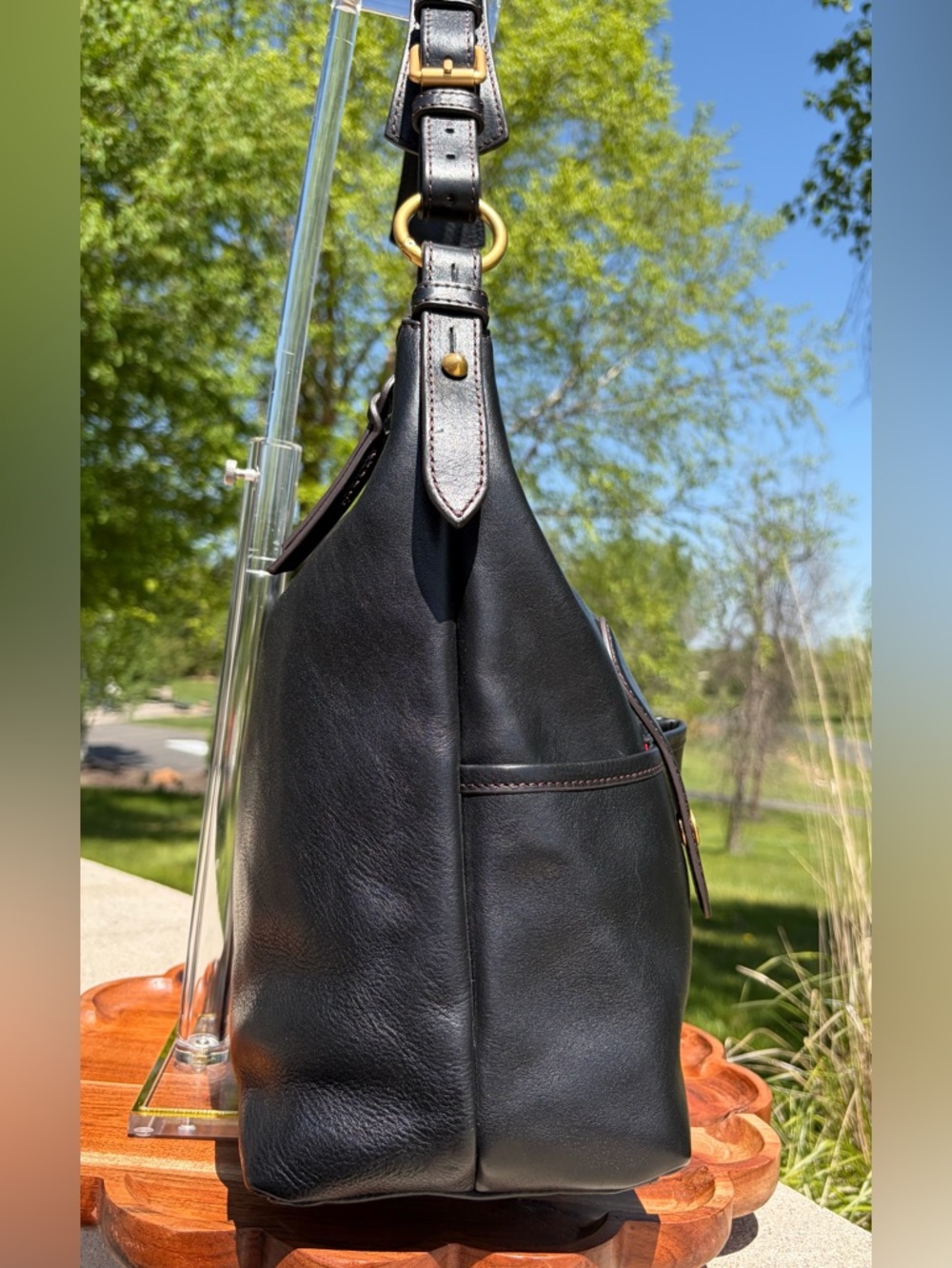 Dooney & Bourke Medium Lucy Black Florentine Leather Hobo NWT - Picture 13 of 17